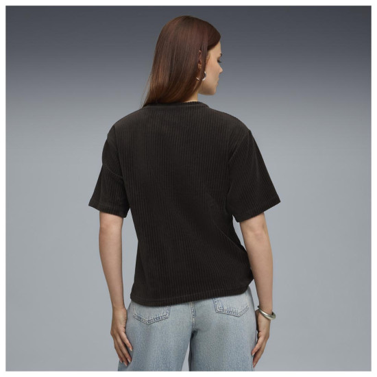 Puma Γυναικεία κοντομάνικη μπλούζα Essentials Elevated Relaxed Velour Rib Tee